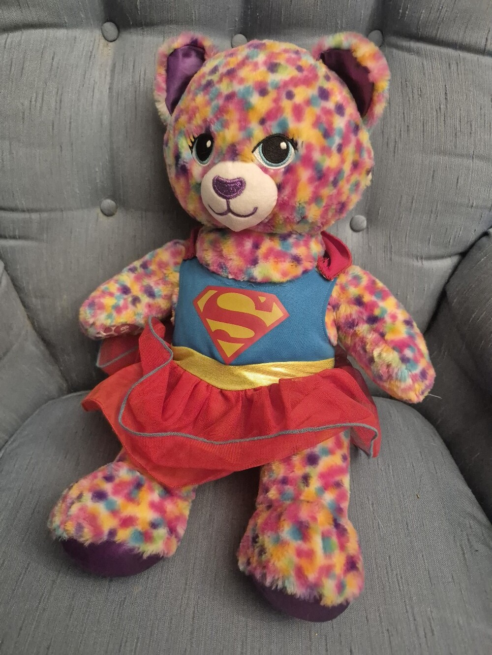 Build-A-Bear Multicolor Superhero Bear with Red Skirt